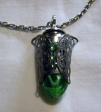 Spring Green Easter Egg Butterfly Filigree Bullet Pendant