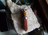 Red Jasper Butterfly Wrapped Silver Bullet Pendant