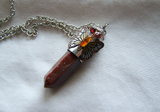 Red Jasper Butterfly Wrapped Silver Bullet Pendant