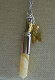 Butterscotch Agate Banded Gemstone Bullet Pendant Necklace