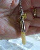 Butterscotch Agate Banded Gemstone Bullet Pendant Necklace