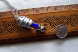 Red and Blue Cane Glass Bullet Spike Pendant Necklace