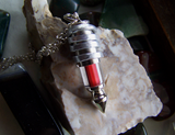 Red and Blue Cane Glass Bullet Spike Pendant Necklace