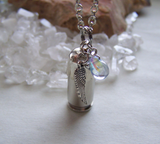 Keepsake Capsule Silver Bullet Angel Wing Pendant