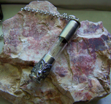 Glass Keepsake Capsule Silver Filigree Bullet Pendant