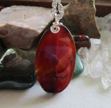 Orange Carnelian Natural Polished Crystal Oval Pendant Necklace