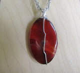 Orange Carnelian Natural Polished Crystal Oval Pendant Necklace