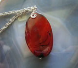 Orange Carnelian Natural Polished Crystal Oval Pendant Necklace