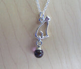 Silver Cat Purple Amethyst Crystal Ball Pendant Necklace