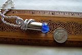 Blue Swirl Cat's Eye Marble Wire Wrapped Silver Bullet Necklace