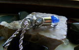 Blue Swirl Cat's Eye Marble Wire Wrapped Silver Bullet Necklace