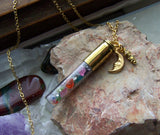 Rainbow Chakra Gemstone Keepsake Bullet Pendant