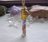 Rainbow Chakra Gemstone Keepsake Bullet Pendant