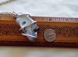 Natural Lace Agate Chalcedony Wire Wrapped Pendant Necklace