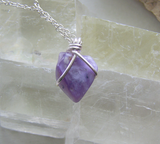 Natural Lavender Charoite Gemstone Wire Wrapped Pendant