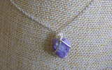 Natural Lavender Charoite Gemstone Wire Wrapped Pendant