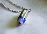 Red White and Blue Starburst Glass Bullet Jewelry Pendant