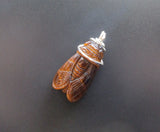 Natural Tiger Eye Cicada Gemstone Crystal Pendant Necklace