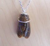 Natural Tiger Eye Cicada Gemstone Crystal Pendant Necklace