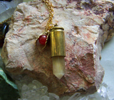 Natural Yellow Citrine Bullet Carnelian Bittersweet Pendant