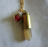 Natural Yellow Citrine Bullet Carnelian Bittersweet Pendant