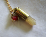 Natural Yellow Citrine Bullet Carnelian Bittersweet Pendant