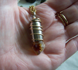 Citrine Gemstone Gold Wire Wrapped Bullet Pendant