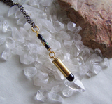 Black Obsidian Gold Cloisonne Bullet Jewelry Pendant