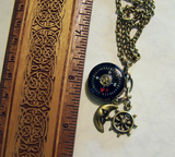 Nautical Brass Compass Pendant Necklace