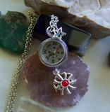 Silver Sun Wire Wrapped Compass Jewelry Pendant Necklace