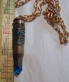 Copper and Aqua Crystal Bullet Jewelry Pendant