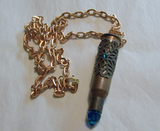 Copper and Aqua Crystal Bullet Jewelry Pendant