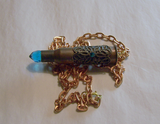 Copper and Aqua Crystal Bullet Jewelry Pendant