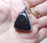 Star Fire Black Galaxy Stone Natural Crystal Wire Wrapped Pendant Necklace