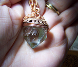 Natural Quartz Crystal Wire Wrapped Copper Pendant