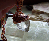 Natural Quartz Crystal Wire Wrapped Copper Pendant