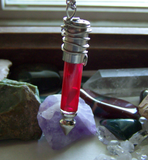 Red Coral Dragon's Teeth Silver Bullet Jewelry Pendant Necklace