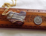 Natural Crazy Lace Agate Wire Wrapped Stone Pendant Necklace