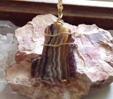 Natural Crazy Lace Agate Wire Wrapped Stone Pendant Necklace