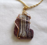 Natural Crazy Lace Agate Wire Wrapped Stone Pendant Necklace