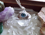 Natural Clear Quartz Crystal Ball Evil Eye Pendant Necklace