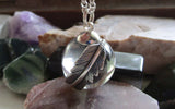 Natural Quartz Crystal Ball Feather Wrap Pendant Necklace