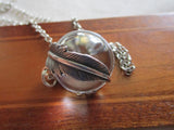 Natural Quartz Crystal Ball Feather Wrap Pendant Necklace