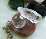 Quartz Crystal Ball Pendant Necklace + Quartz Point - Crystal Web Combo