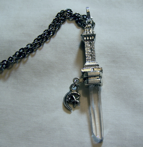 Natural Quartz Crystal Tower Dagger Pendant