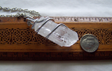 Natural Danburite Gemstone Wire Wrapped Crystal Pendant Necklace