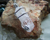 Natural Danburite Gemstone Wire Wrapped Crystal Pendant Necklace