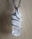 Natural Danburite Gemstone Wire Wrapped Crystal Pendant Necklace