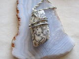 Dendrite Agate Natural Wire Wrapped Crystal Pendant Necklace