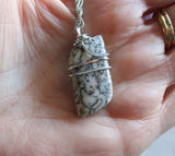 Dendrite Agate Natural Wire Wrapped Crystal Pendant Necklace